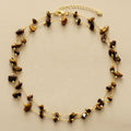 Romantic Gold Plated Brass Chain Beads Necklace Elegant Jewelry Random Raw Gems Heart-shaped Labriat Wedding Anniversary Gifts