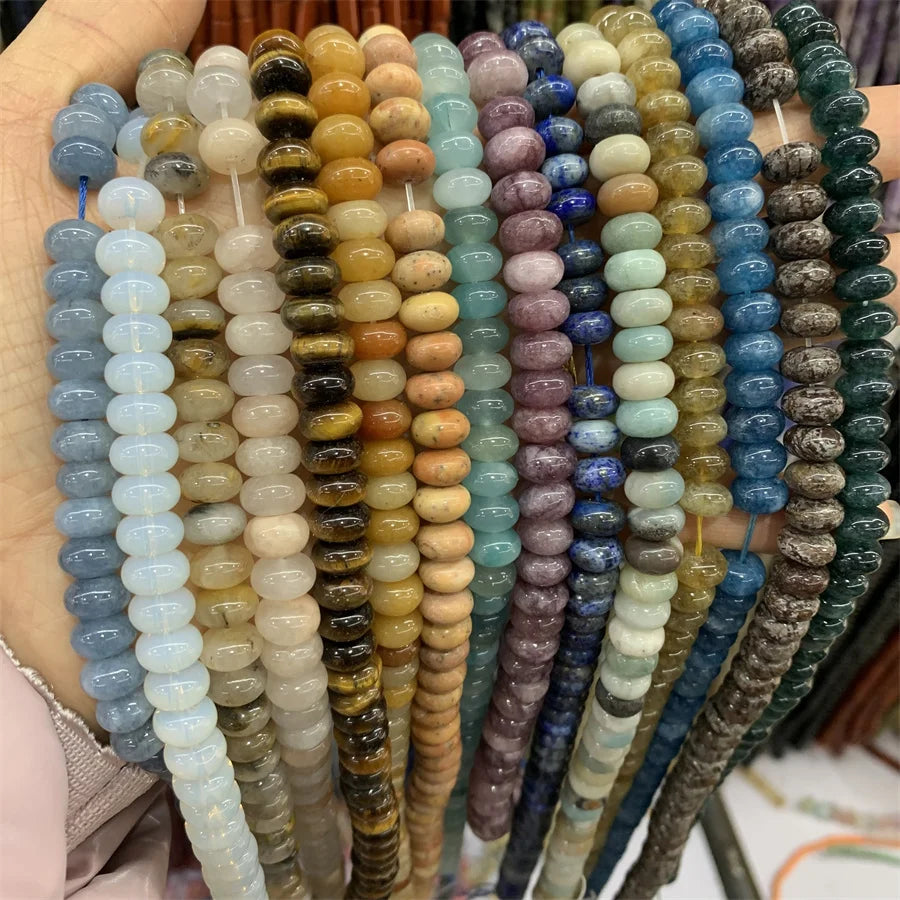 Hui Rui 5*8mm Rondelle Stone Beads Natural Gemstone Diy Necklace Loose Natural Heishi Abacus Stone Beads for Diy