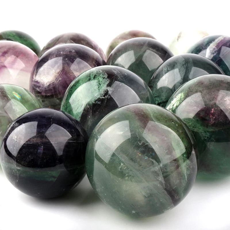Natural Gemstone Quartz Ball Healing Stones Fengshui Green Fluorite Crystal Sphere for Decoration