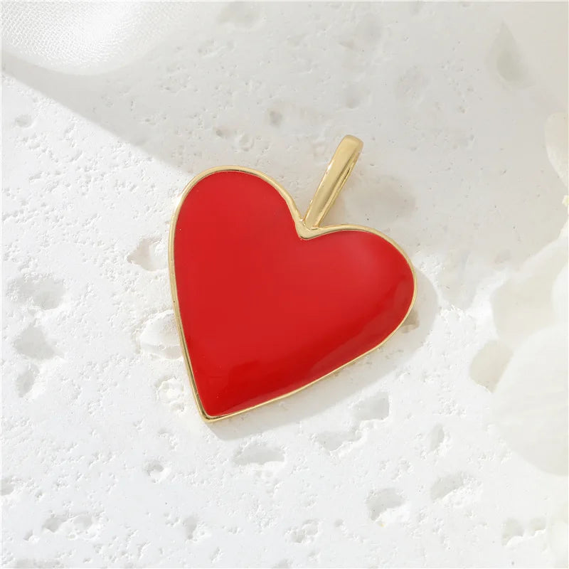 Gold Plated Peach Heart Pendant DIY Earrings Necklace Handmade love Pendant