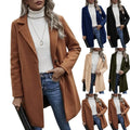 Winter Fashionable One Button Trench Coat Woman Elegant Long Wool Overcoat