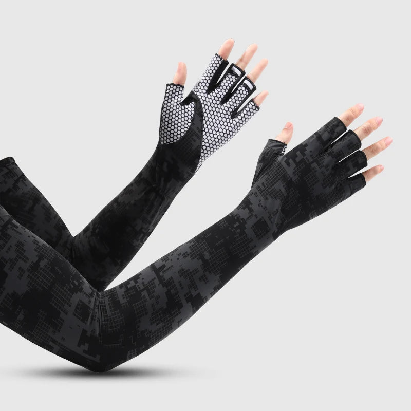 An-ti Slip Sun Protective Cooling Long Gloves Sleeves Camouflage Unisex Arm Sleeves