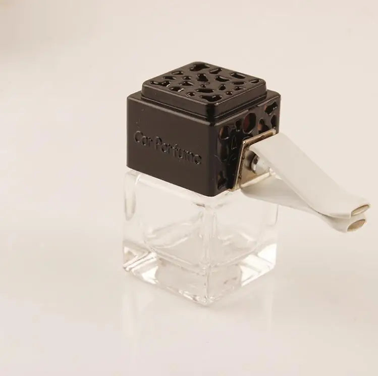 8ml Transparent Square Perfume Bottle Vent Clip Empty Car Diffuser Glass Bottle