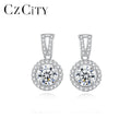 CZCITY Dangle Drop Statement Geometric Modern Queen Luxury Diamond Disc Jewellery Bling Shiny D VVS Moissanite Earring