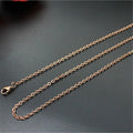 Rose Gold Plated Stainless Steel Classic Orthodox Anniversary Link Chain Necklace with Claw Setting