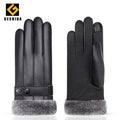 Fashion Touch Screen Thicken Winter Motorcycle Driving Men PU Leather Gloves