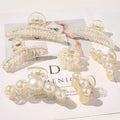2021 Simple Elegant Pearl Hair Claw Clips Clear Transparent Acrylic Resin Pearl Claw Clamps for Women Girls MegaBDM