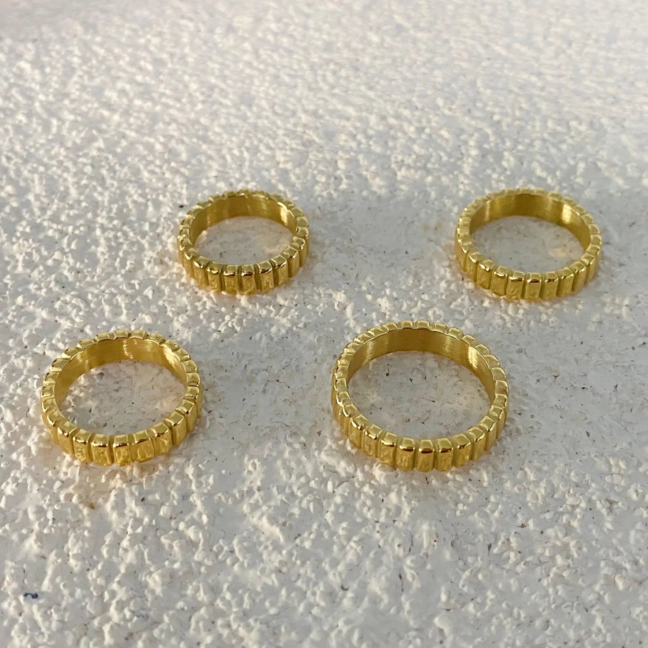 Vintage Band Statement Ring Christmas Jewelry Stainless Steel 18K Gold Plated Non Tarnish Minimalist Band Stacking Ring for Gift