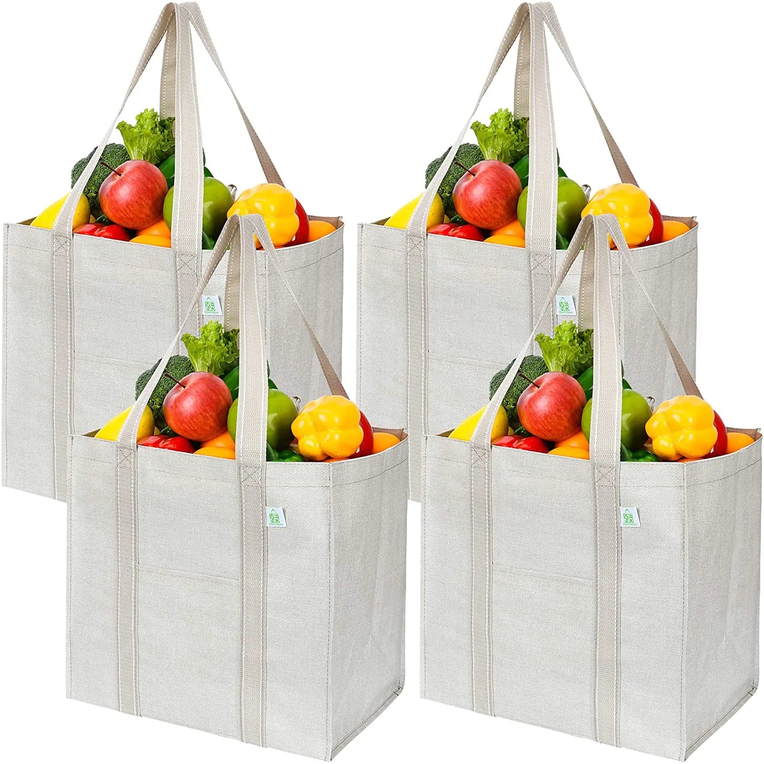 Comfortable Grocery Shopping Bag with Longer and Wider Handle Reinforced X Stitching for Picnics and Storage