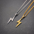 Women Men Punk Jewelry Birthday Gift Lightning Bolt Necklace Pendant Stainless Steel Gold Jewelry Lightning Flash Necklace