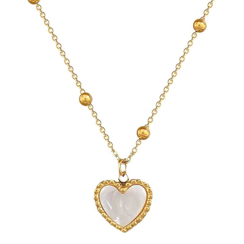 SSeeSY New Arrival Unique Trendy Custom Stainless Steel 18K Gold Jewelry Heart Shape Shell Pendant Waterproof Fashion Necklace