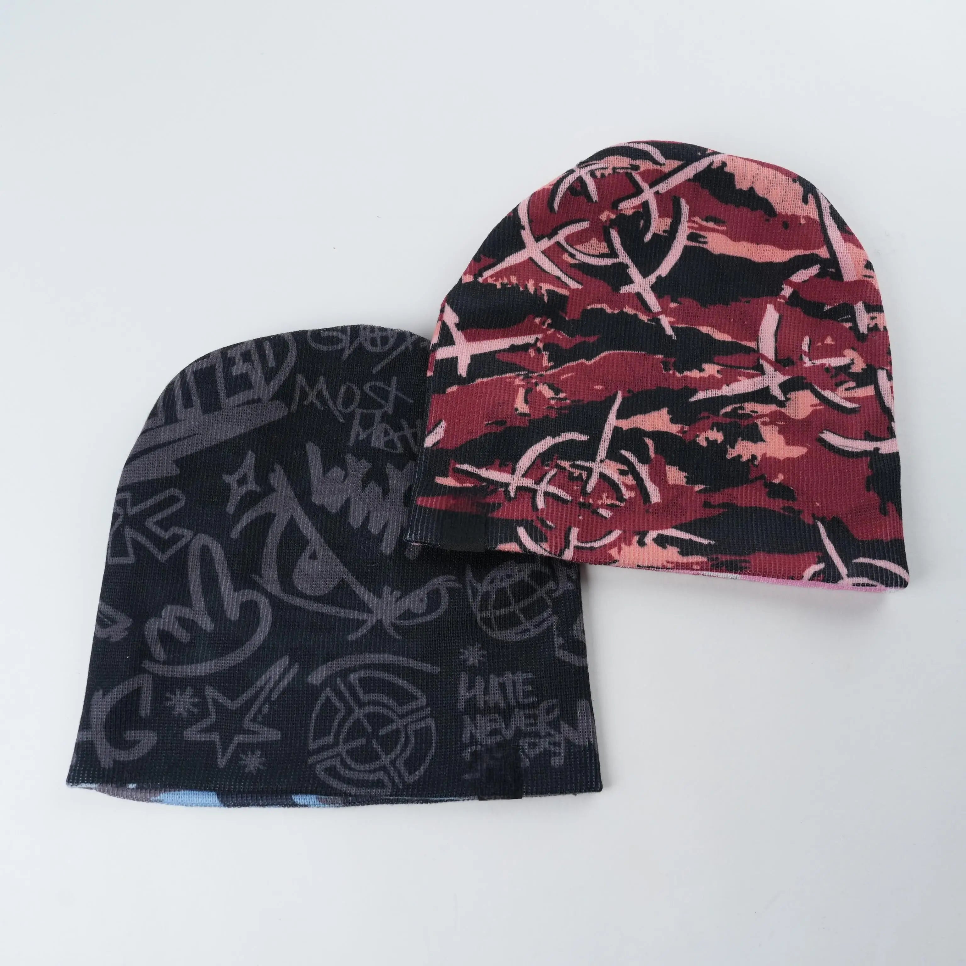 Yukaihe All Over Printing Beanies Nylon Material Custom Design Adults Size