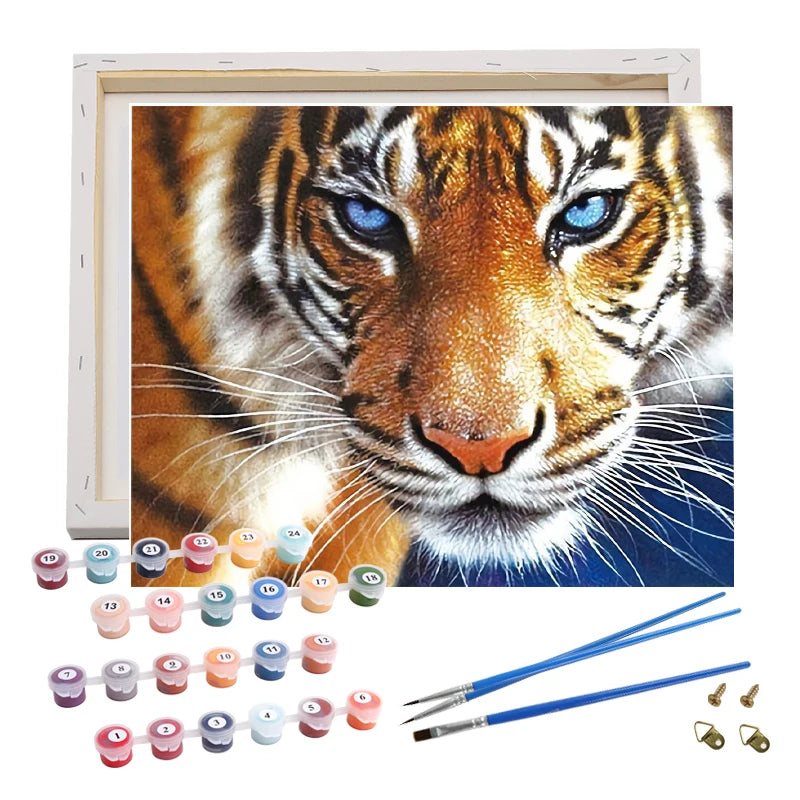 Hand-painted Canvas Painting by Numbers Animal Picture Painting by Numbers DIY Kit Paint by Numbers with Frame