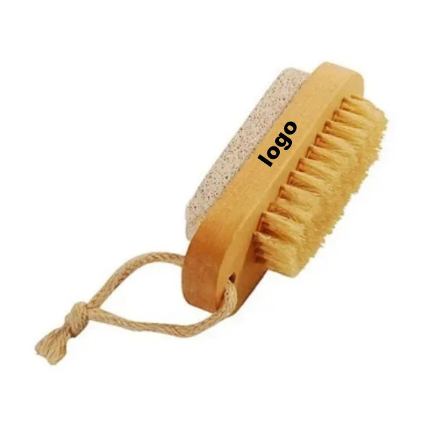 Customized logo Wood Sword Hemp Pumice Brush Sustainable Washer Cleaning Callus Tissue Remover
