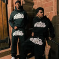 Manufacturer Custom Puff Print Logo Sweatsuit Women Embroidery Two Piece Windbreaker Sweatpants and Hoodie Set Tracksuit for Men