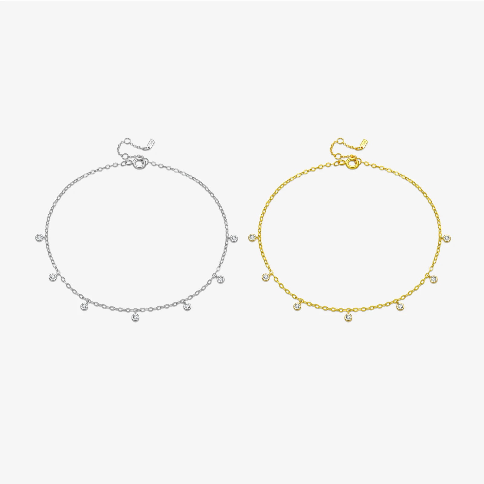 FUAMAY Round Bezel Stone Zircon Anklets for Women Tarnish Free Anklets Gold Plated 2022