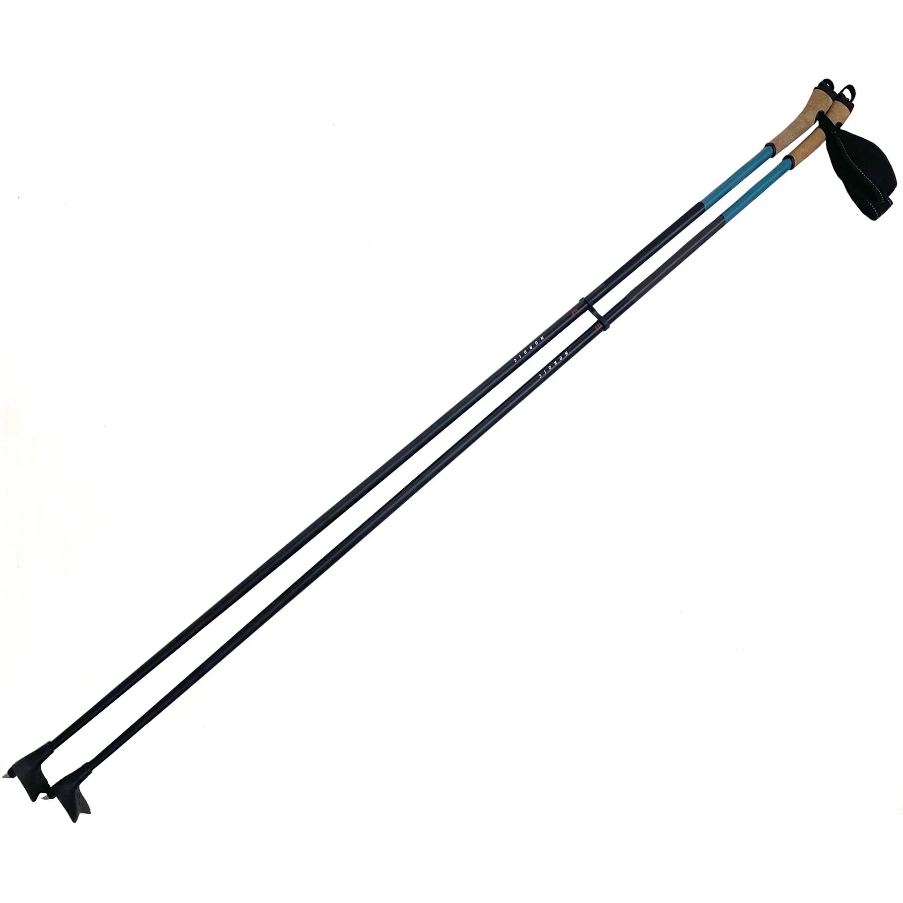 Custom Logo 100% UHM Carbon Fiber Nordic Ski Poles Tungsten Tip PP+Cork Handle Light Weight 55g/m 16/9mm Diameter Rubber Grip