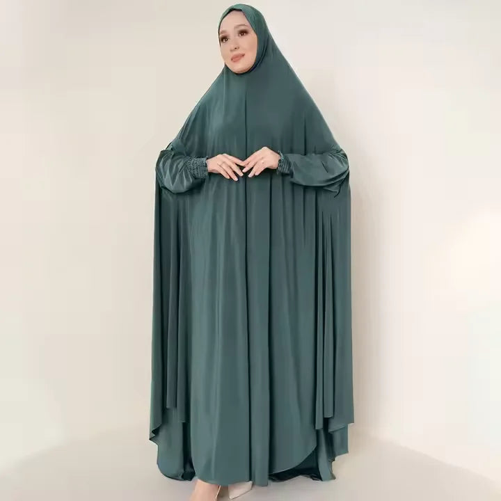 Wholesale Fashionable Dubai Modest Prayer Dress for Jilbab Hoodie for Muslim Women Elegant Religious Ceremony Oversized Elastic