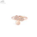 High Quality Wholesale Design Simple Lucky Clover Ring Jewelry 18K Solid Rose Gold Diamond Rings Small Natural Diamond Ring