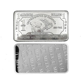 American Buffalo .999 Fine Aluminum Bullion Bar 1 oz One Troy Ounce Al Aluminum