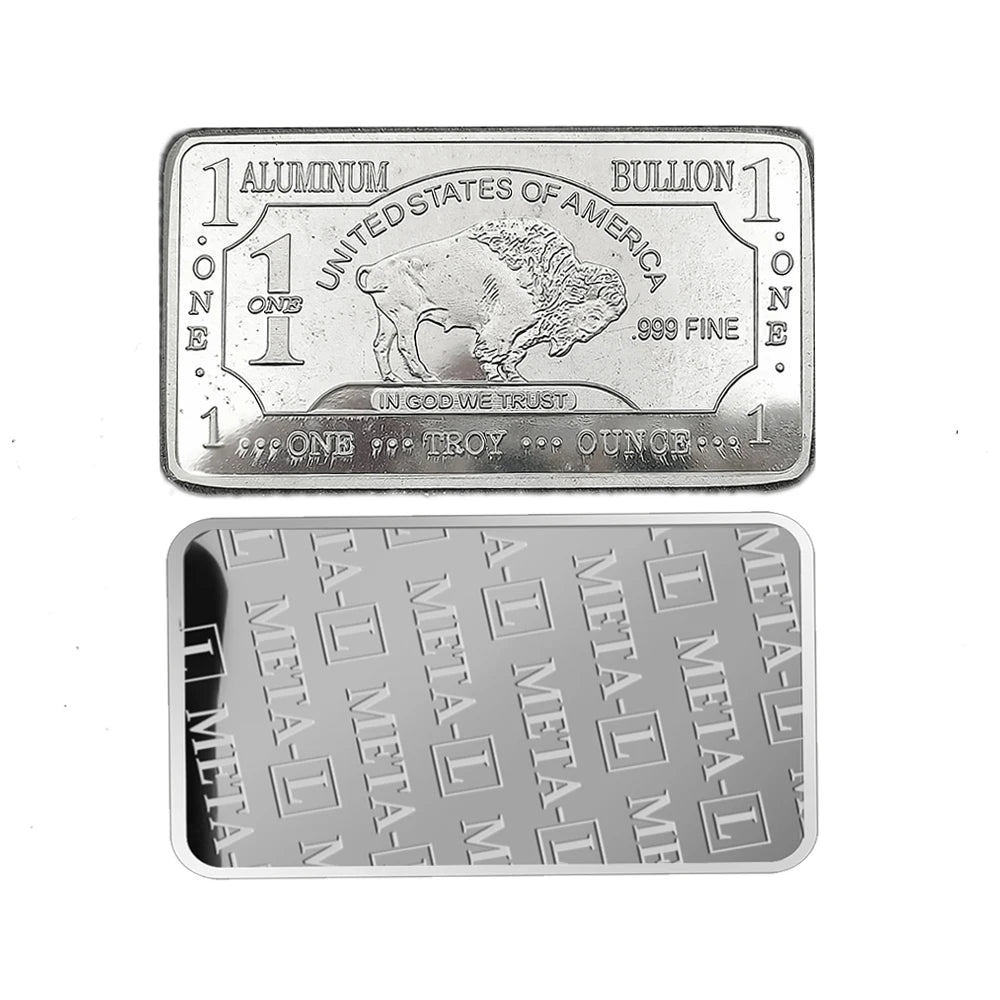 American Buffalo .999 Fine Aluminum Bullion Bar 1 oz One Troy Ounce Al Aluminum