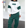 Wholesale Women's Clothing Fleece Tracksuit Outfits Custom Two Piece Hoodie and Sweatpants Set Color Block Jogging Suit