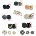 Manufacturer Sell Well Carve Engrave logo Black Silver Custom Shape ROUND Metal Alloy Snap Button