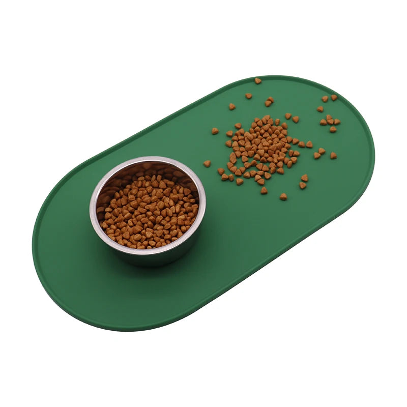 OEM ODM Waterproof  Food Grade Silicone Pet Cat Dog Food and Water Feeding Bowl Tray Pad Mat Placemat