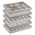 Wholesale Rectangle Gray Velvet Large Jewelry Tray Organizer Square Display Storage Drawer Tray for Earrings Jewelry