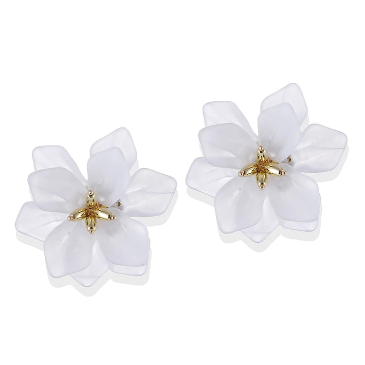 HSJ-137 Wholesale Fashion Women Fairy Ear Jewelry Modern Resin Flower Earrings for Girls