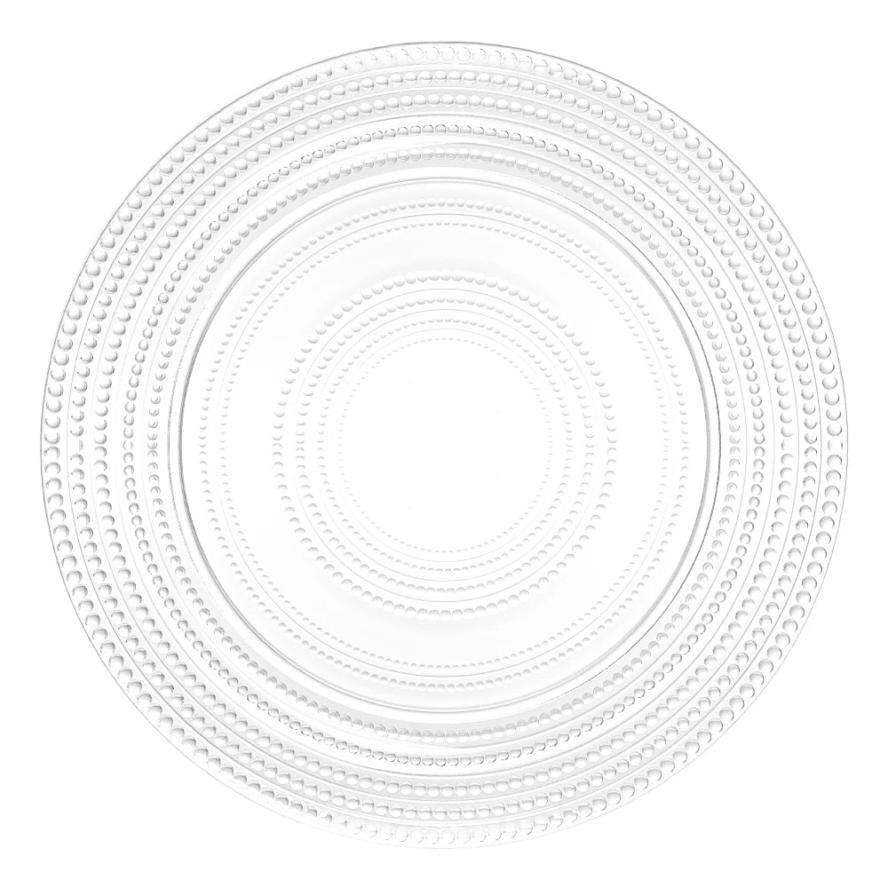 Multi-Layered Beaded Rings Glass Charger Plates with Color Enamel Technique for Wedding Hotel Party
