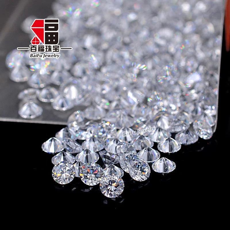 Baifu Jewelry Top Quality 8 Hearts and 8 Arrows 5A Round White Zirconia