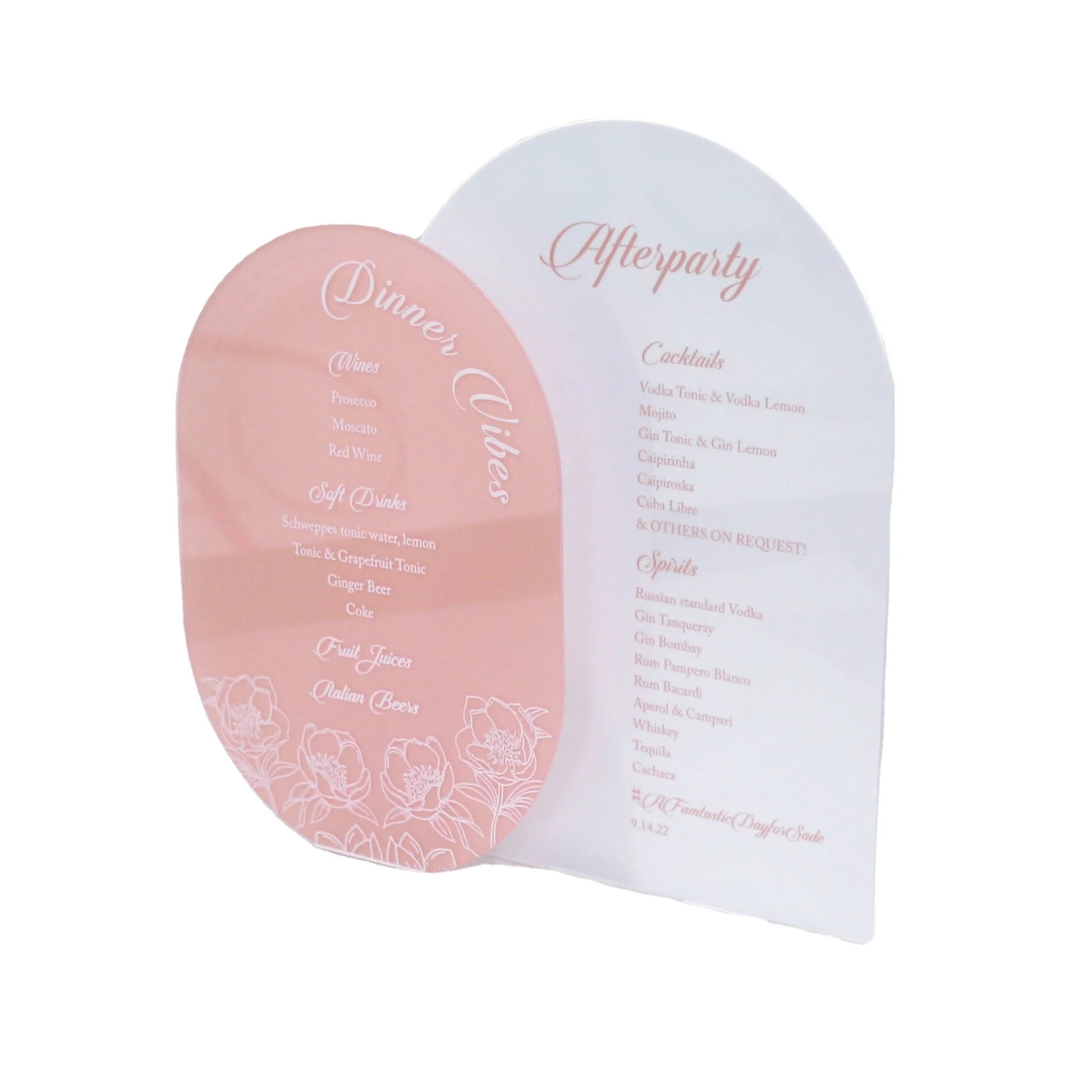 Table Number With Menu Wedding White Acrylic Sign Pink Table Decor With Base
