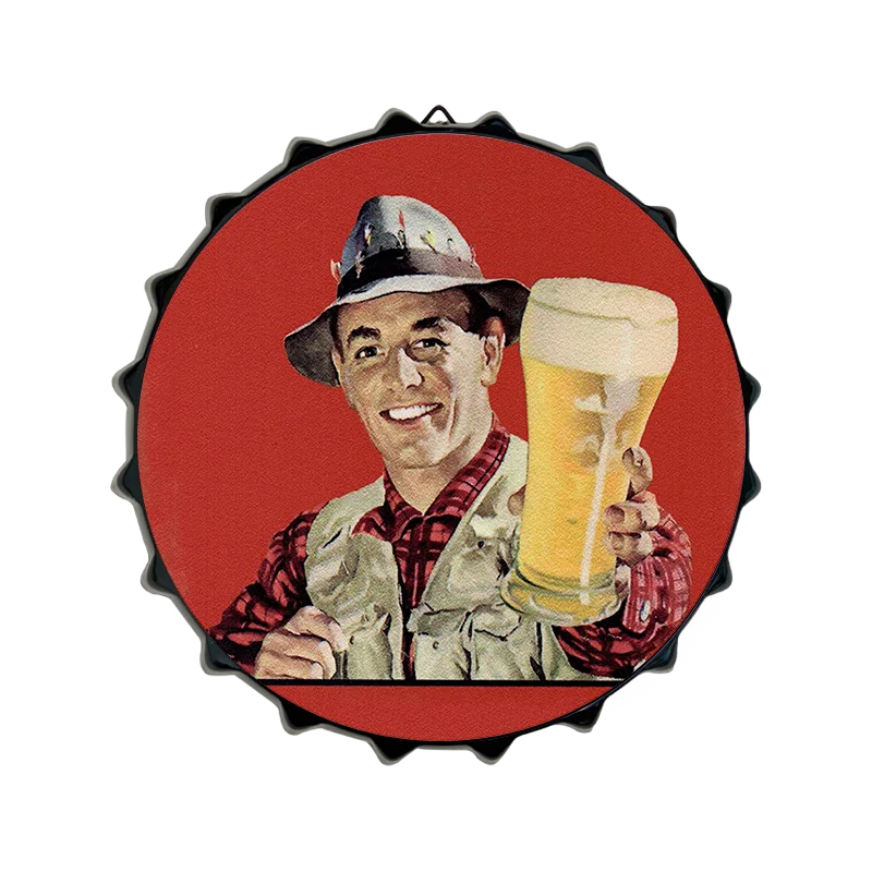 Hot Sale Vintage Round Tinplate Sign Beer Vintage Bottle Cap Tin Sign Printing Metal Bar Pub Home Wall Decoration