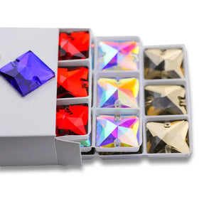 Garment Sewing Accessories Flat Back Glass Sew on Rhinestones Square Shape High Quality AB Colors Opp Bag Wholesale 3 Bags
