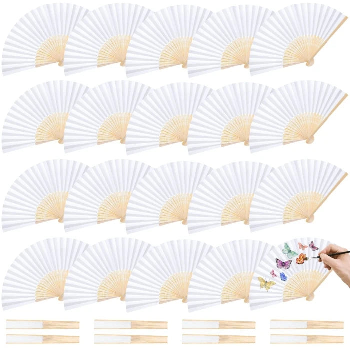 Chinese Summer Beach Party Dance Bamboo Rave Paper Folding Fan Ribs Decorations