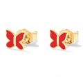 Women's 18K Gold & 925 Silver Fine Fashion Engagement Jewelry Butterfly Enamel Stud Earrings with Rhodium Plating Gift
