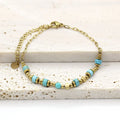Wholesale Natural Gem Stone Tiger Eye Turquoise Stainless Steel Gold Bead Bracelet for Men Women Jewelry Gift