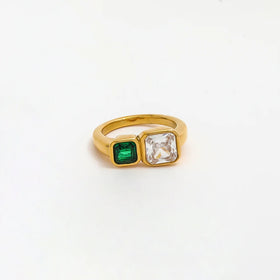 Fenny 18K Gold Plated Waterproof No Fade Luxury Fashion Designer Two-tone Square Zirconia Stainless Steel Wholesale Jewelry