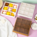 Hot Selling square clear 4 6 9 Hole Gift Cake Paper Bento Cake and Cupcake Box and Packaging
