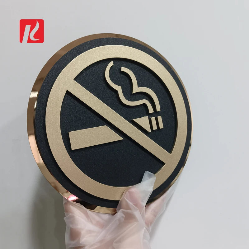 Kexian Custom Self-Adhesive No Smoking Sign Metal Acrylic Warning Sign Apartment Public Bathroom Restroom Toilet Sign