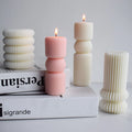 Home Decoration DIY Striped Cylinder Candle Mold Handmade 3D Vertical Stripes for Soap or Food Packaged in Bag