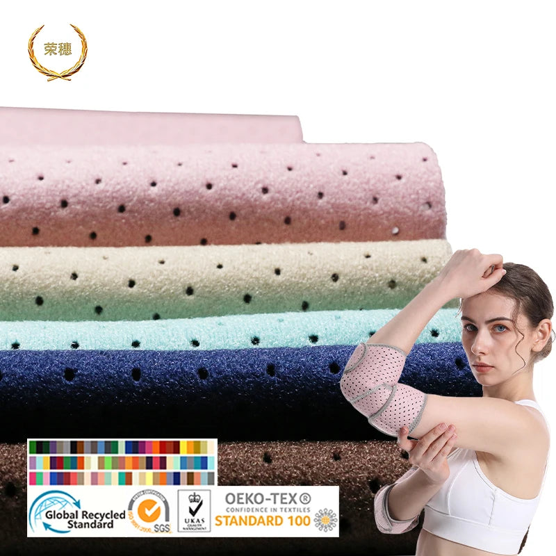 Breathable Polyester Fabric Customized Wholesale SBR Elastane Waterproof Scuba Recycled Spandex Mesh Punching Polyester Fabric