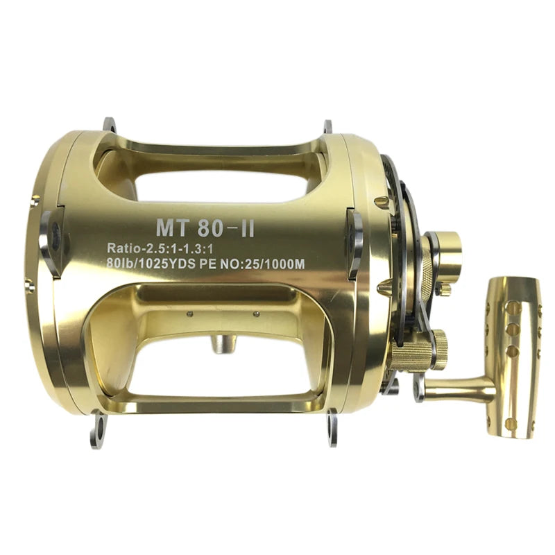 Heavy Duty Saltwater Fishing Trolling Reel Deep Sea 2 Speed Reel Metal 80W Boat Big Game Trolling Reels
