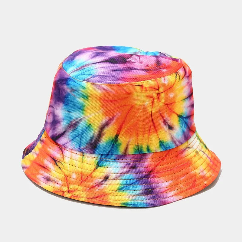 Wholesale New Trendy Reversible Unisex Tie Dye Bucket Hat Colorful Two Side Wear Sunhat for Casual Fishing Dress Men and Women