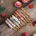Handmade Fashion Gemstone Cylinder Beads Cuff Bracelet for Women Open Wire Wrapped Jewelry