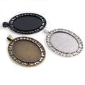 30x40mm Inner Size Vintage Floral Pendant Blank Bezel Trays Oval Cabochon Base Setting Charms DIY Jewelry Supplies