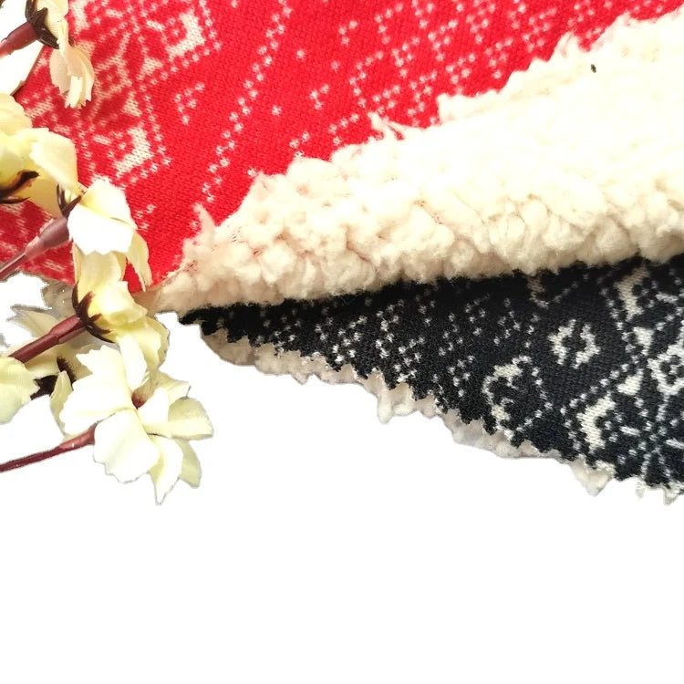 Shaoxing Starke Textile New Arrivals 100% Polyester Printed Pattern Sherpa Bonded Knit Fleece Fabric for Blankets