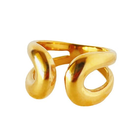 SC Hot Selling Chunky Adjustable Rings Fashion Big Bold Gold Plated Rings Luxury Stainless Steel Rings for Women Girls