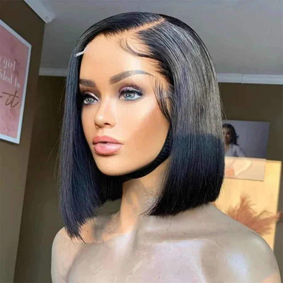 Fashion Design 10 Inch Brazilian Human Hair Lace Front Short Bob Wig Wholesale Straight Human Hair Bob Brazilian Wigs